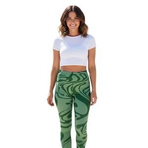 Vitality x Cosmopolitan Ascent Women’s Leggings – Botanical Green Swirl Print, M
